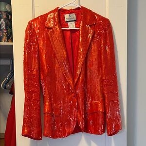 Guy Laroche Vibrant Red Sequin Blazer
